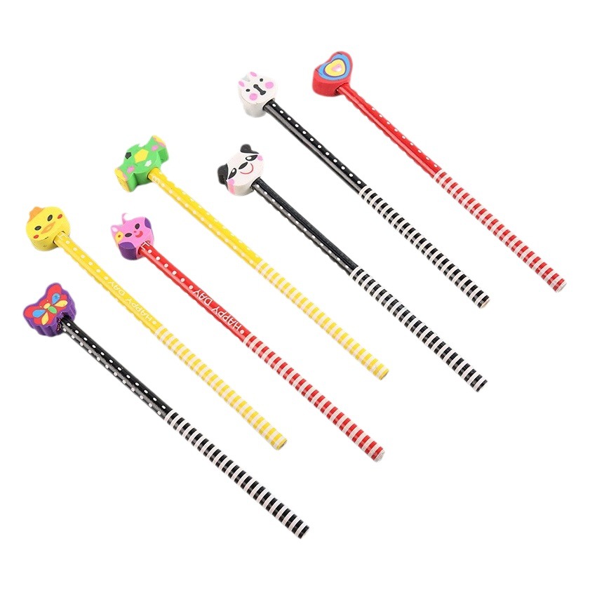 Cute cartoon pencil with eraser kindergarten prize gift brush creative stationery student painting sketch pencil