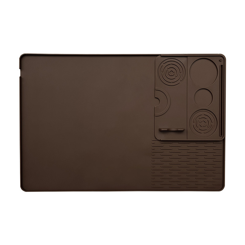 브라운 실리콘 커피머신 매트 + 프레싱 패드(2-in-1 세트)