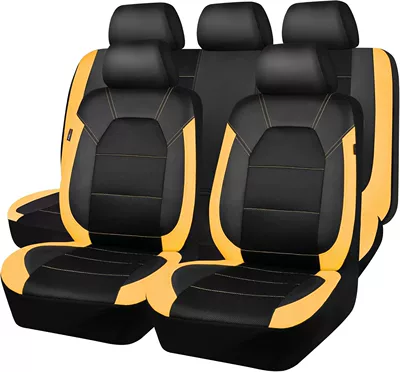 Universal seat cover — Foreign Trade Export - yellow-and-black-9-piece-set-five-seats