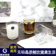 朗旭玻璃咖啡杯子小马克杯花茶泡茶杯早餐杯高温贴花烤花牛奶水杯