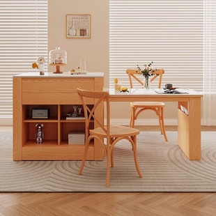 Can a Solid Wood Island Table and Ash Wood Dining Table Be Combined? ? Household Stone Island Table with Removable Top