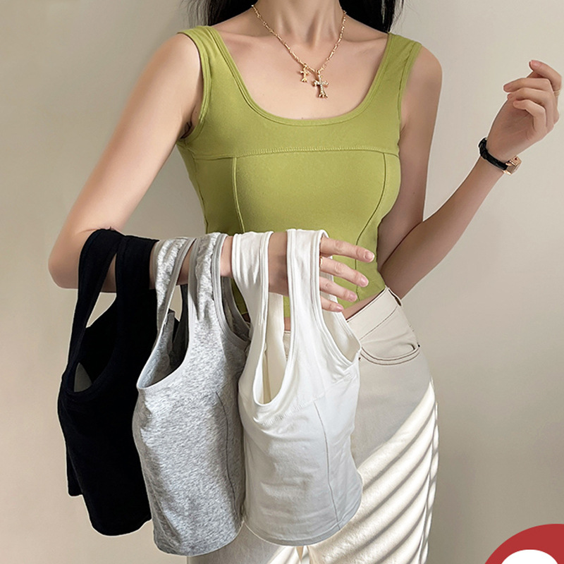 여름 작은 슬링 조끼 스타일 여성의 내부 백킹 아우터 아름 다운 백 브라 원피스 브래지어 탑 가슴 패드 화이트