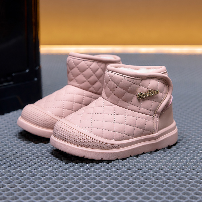 Botas de nieve para niños y niñas botas de algodón impermeables 2026 invierno nuevo terciero calentamiento suave antideslizante zapatos para niños