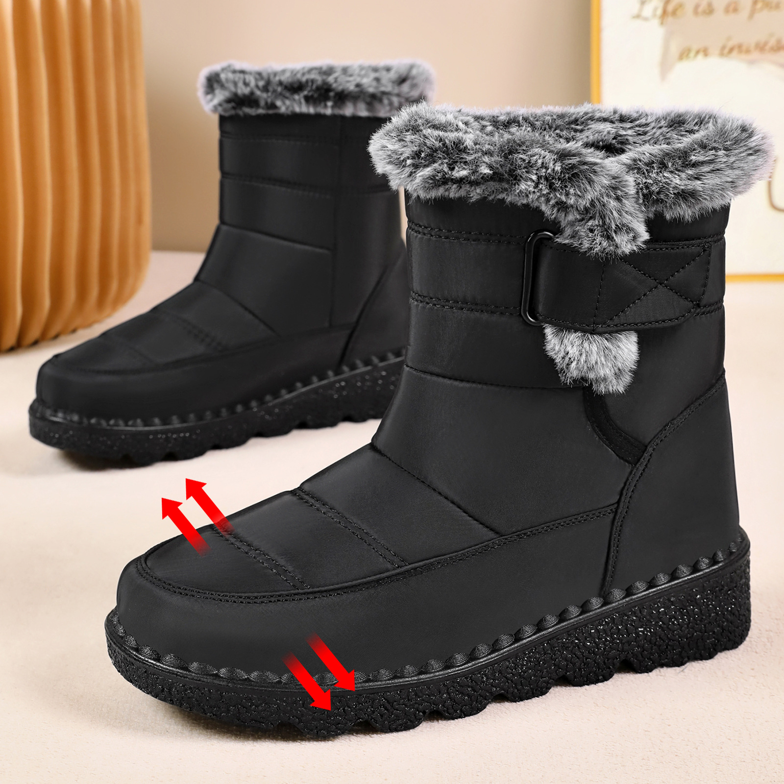 Zapatos de algodón de invierno de mujeres transfronterizas botas de nieve de poliuretano botas de mujer gruesas botas de algodón calentamiento