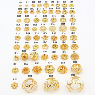 Sales 18K14K Bags Gold Hollow Flower Sticking True Gold DIY Handmade Beads Hat Hat Bad Tripper Accessories C16
