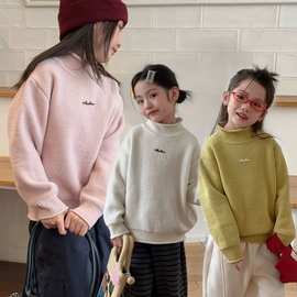 女童毛衣冬季新打底衣中大童加绒加厚女孩网红爆针织衫衣童装衣服