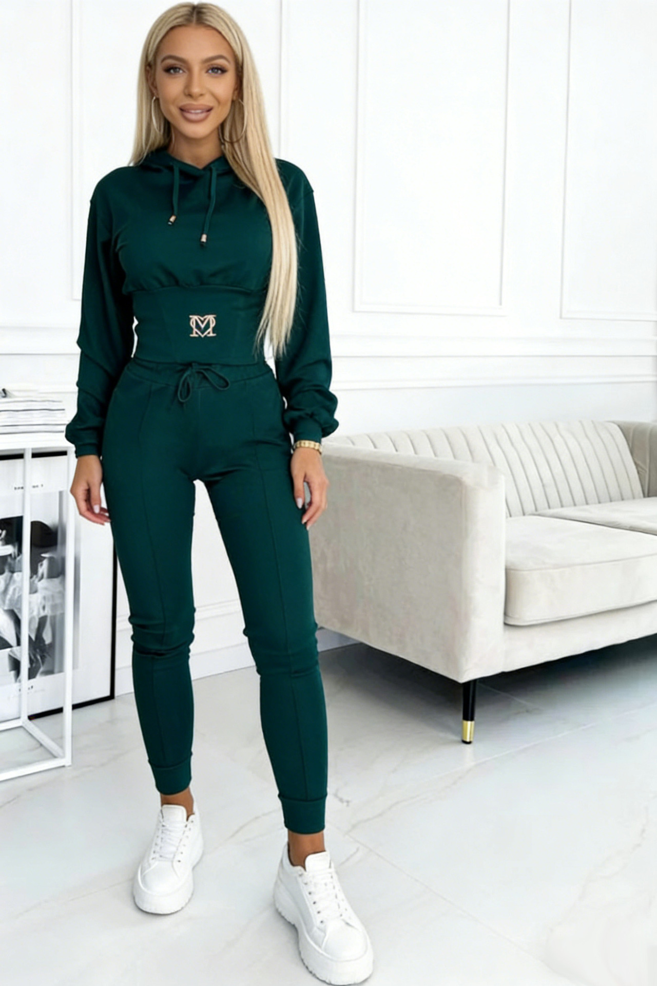 Women's Waist-Cinching Hoodie And Joggers Set | Casual Loungewear Tracksuit With Drawstring | Two-Piece Outfit For Yoga Gym And Street Style_ecoleips.com