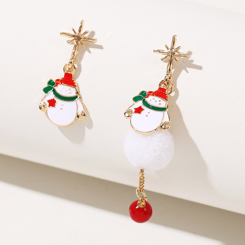 Creative Trend Long Hair Ball Dripping Oil Christmas Earrings European And American Holiday Earrings display picture 6
