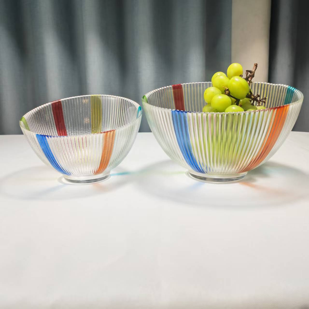 Juego de vajilla para el hogar nórdico, plato de vidrio transparente, tazón de ensalada, plato de frutas y verduras, tazón de postre, tazón de ensalada