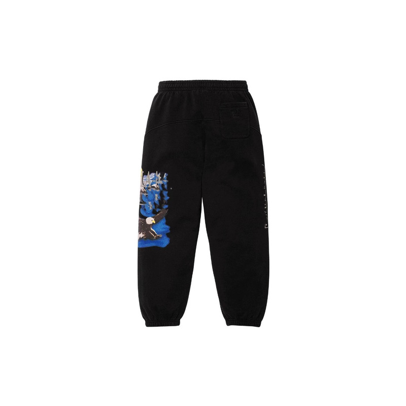 Autumn and winter patterned sweatpants with eagle graffiti print, loose-fitting casual pants for men and women, elastic waistband