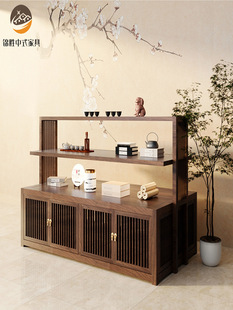 Tea Storage Cabinet Hairdressing Double-Sided New Chinese Style Tea Tea Tray Exhibition Hall Running Water Display Cabinet Shelf Tea Cake