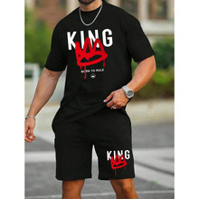 W 32744 Mens Printed Short Sleeve sport Set ��ʿӡ�������˶�