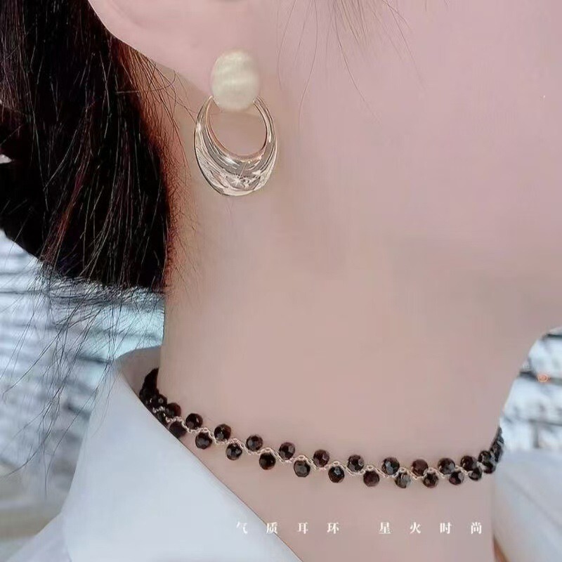 轻奢经典款几何形椭圆耳环小众设计感耳饰品精致通勤百搭款耳坠|undefined