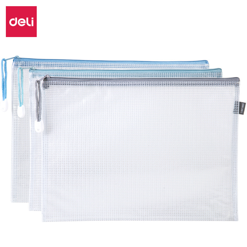 Deli 63450 papelería A4 transparente bolsa de información bolsa de almacenamiento de la Oficina del estudiante bolsa de cremallera multiusos