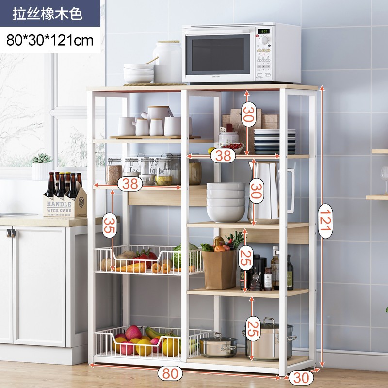 Horno de microondas estante de almacenamiento de cocina piso multi-capa rack de almacenamiento ahorro de espacio cocina tazón de almacenamiento estante del gabinete