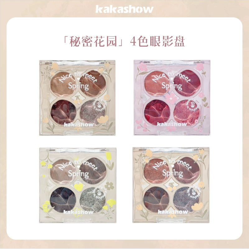 kakashow Secret Garden Четыре палаты Палетка теней для век, жемчужная микробиом, нежное окрашивание, нелетающая пудра, 4 цвета теней