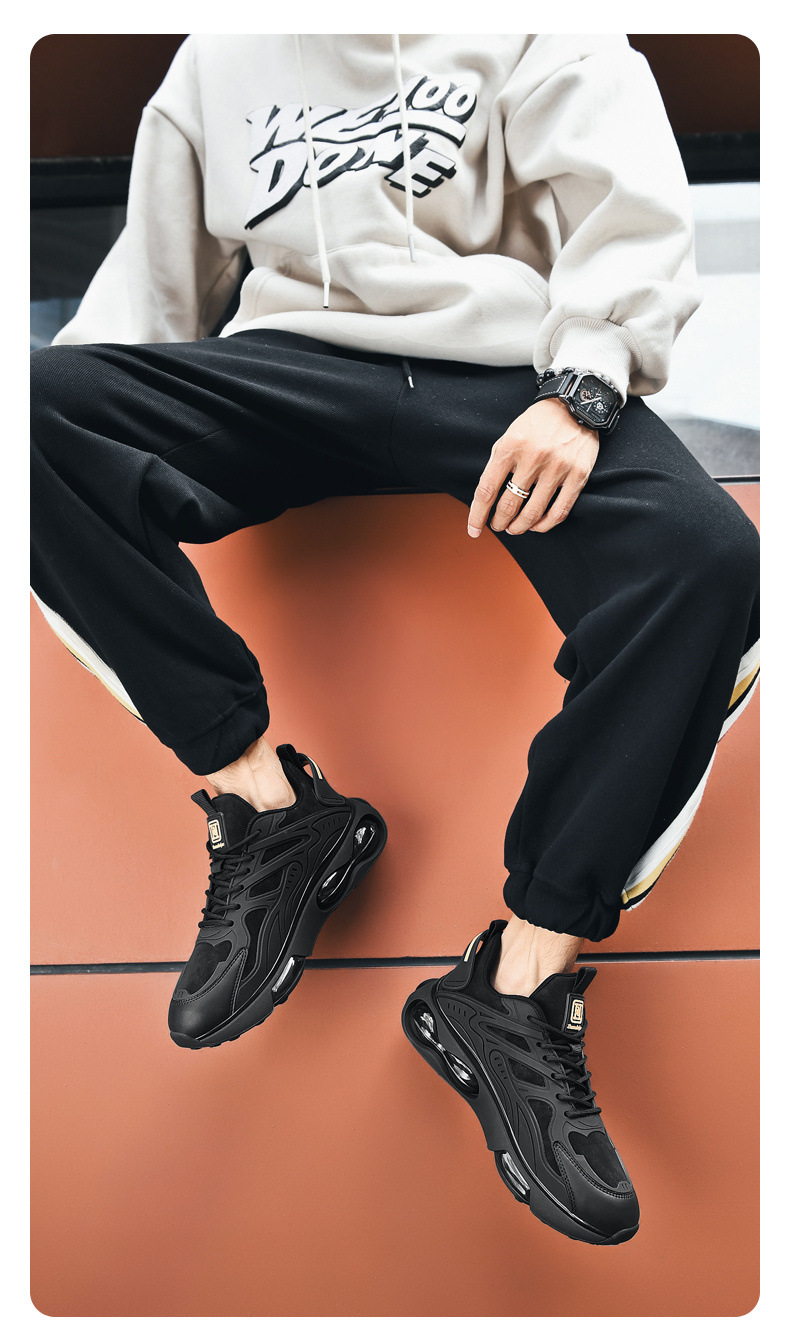 Black air cushion sports men in , breathable 2024 new running men, mesh height increasing youth shoes for spring_voghion.com