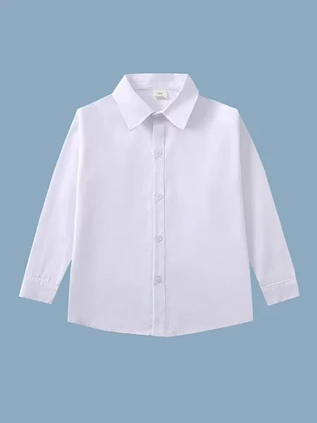 [Exclusively for Supermarkets] Long-Sleeved White Shirts for Boys and Girls, Thin Style, New Spring and Autumn Children's Clothing, Breathable Shirts