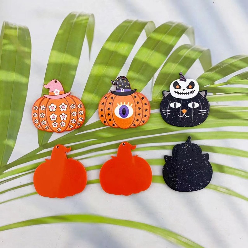 アクリルクロスボーダーレリーフかぼちゃハロウィーンシリーズペンダントDIYキーホルダー耳飾りペンダントアクセサリー|undefined