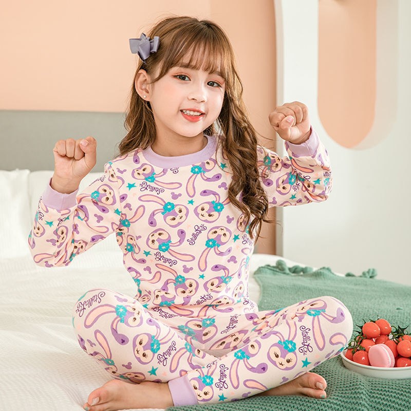 Niñas ropa interior de algodón traje Otoño e Invierno ropa de casa niños dibujos animados estrella Dai Lu Qiu manga larga Niña de manga larga Pijamas