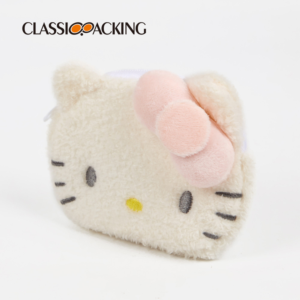 Bolsa de almacenamiento portátil de material de felpa monedero de corazón de niña multifuncional de embrague de dibujos animados con diferentes patrones