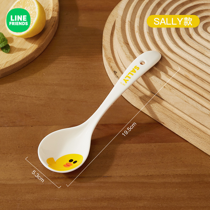 LINE FRIENDSセラミックスプーン家庭用スプーンの長い柄の高い顔の値はスープを飲んで粥をすくってスプーンを調整します。|undefined