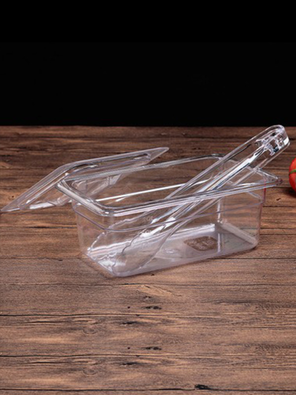 プラスチックの数鉢の麻辣热は野菜のたらいの透明なアクリルの長方形の野菜の箱を選んで野菜のたらいの展示棚の大きいサイズを注文します。|undefined