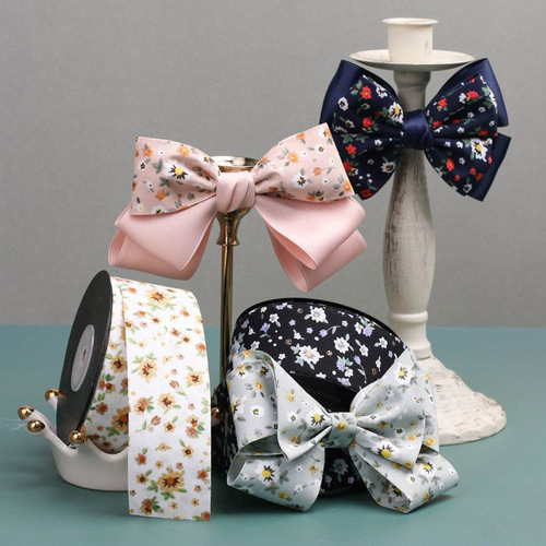 Double-sided bronzing dot printed fabric belt DIY handmade bow hair accessories bow tie top hat pet chest tie