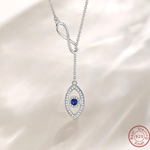 吉娜首饰莫比乌斯925银ins风蓝眼睛恶魔之眼项链简约高级锁骨链