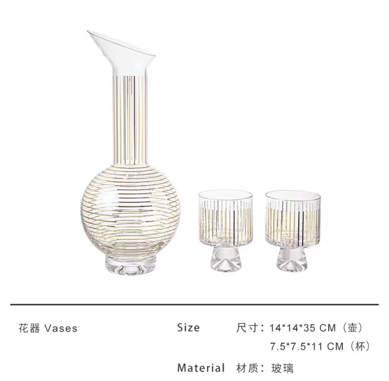 现代简约创意水晶玻璃酒具酒杯水壶套装桌面茶几餐桌酒店样板间|undefined