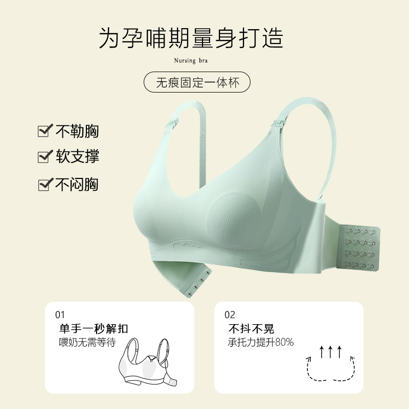 Breastfeeding Bra for Pregnancy, Clustering Anti-Sagging Summer Thin Model Maternity Postpartum Nursing Bra for Women Plus Size