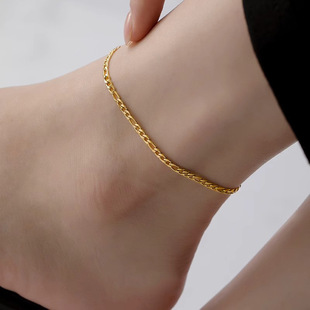 European and American Cross-Border Jewelry Figaro Anklet Simple and Versatile Titanium Steel Anklet Women's Punk Style Women's Anklet Foot Accessories