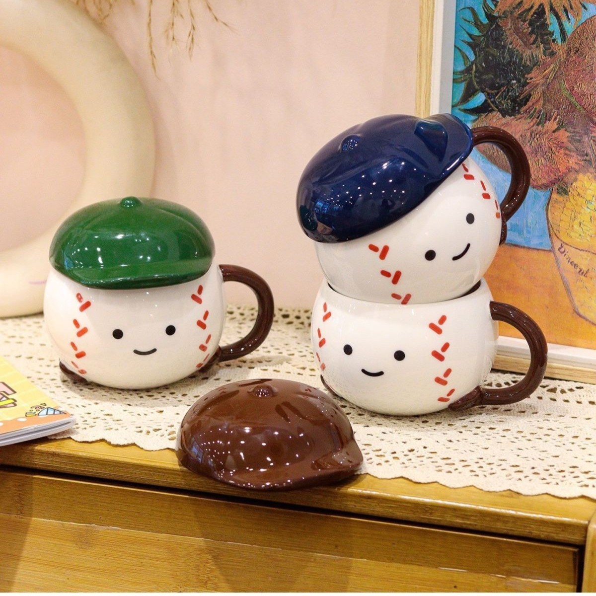 Regalos de Navidad creativos tazas de cerámica tazas de dibujos animados tazas de agua de pareja nórdicas tazas de café con tapa caja de regalo