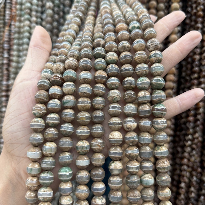 天然玛瑙一线天珠玛瑙圆珠散珠手工diy手链手串饰品配件串珠批发|undefined