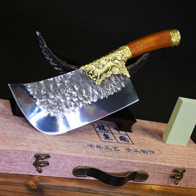 Longquan Knight's Hall Hand-forged Hand-cutting Knife Home Use Knife for Cutting Meat and Bone Sharp Dual-purpose Chef Knife