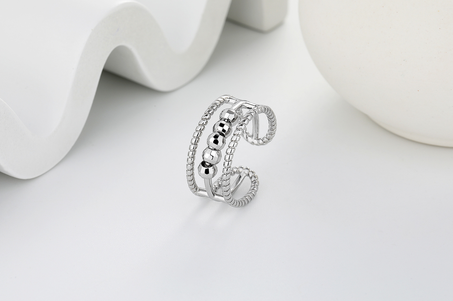 Simple Style Geometric Solid Color Copper Layered Rings