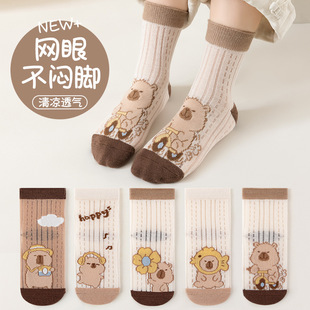 Children's socks 2025 spring new category a sweat-absorbent breathable not stuffy feet cute mesh cotton socks wholesale for boys and girls