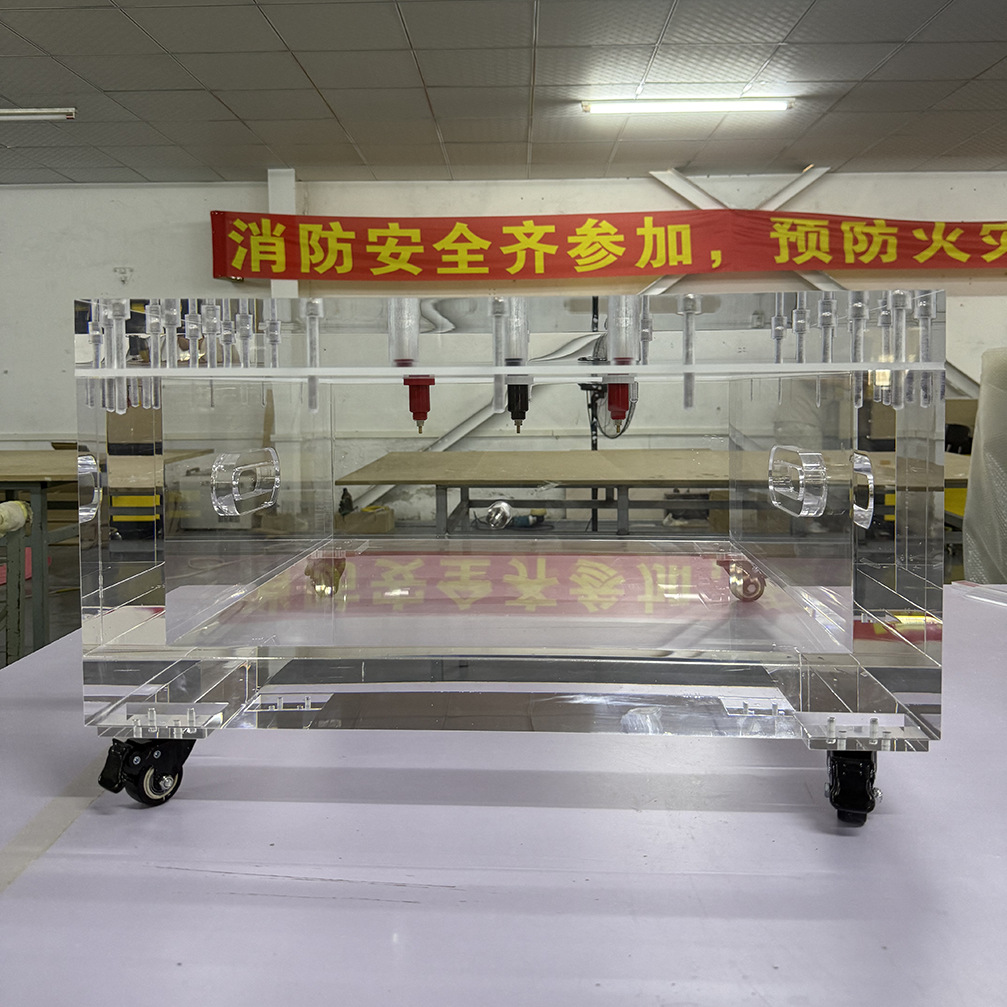 定制亚克力加压实验水箱 密封实验仪器带滑轮 有机玻璃实验装置