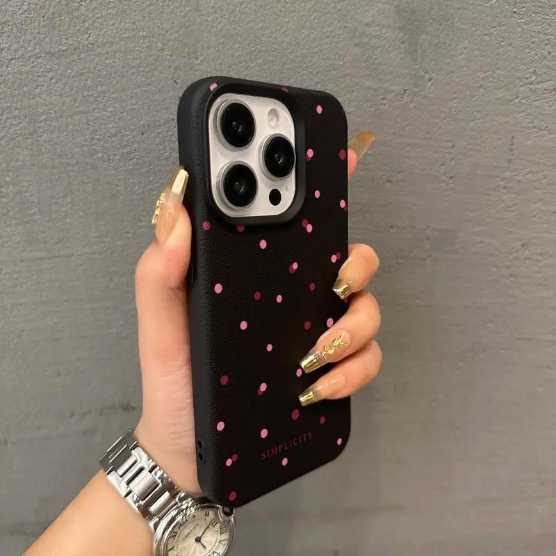 El patrón de lichi está lleno de puntos de onda de pantalla para la carcasa del teléfono móvil Apple 15 iphone16pro max simple 13 mate 12 suave