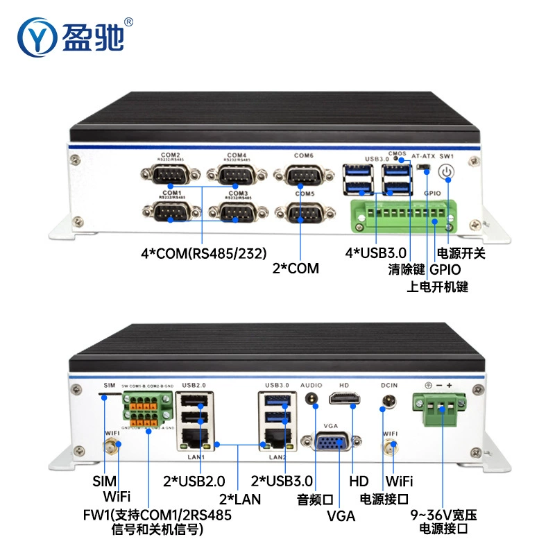 盈驰 Mini industrial control host dual network six-serial RS485 micro embedded fully enclosed fanless industrial computer