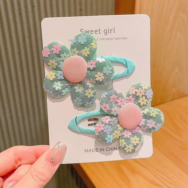 Hermosas flores para el cabello para niños coloridos dulces pinzas de cabello laterales pinzas de frangeas niñas pinzas de cabello trituradas adornamientos para el cabello