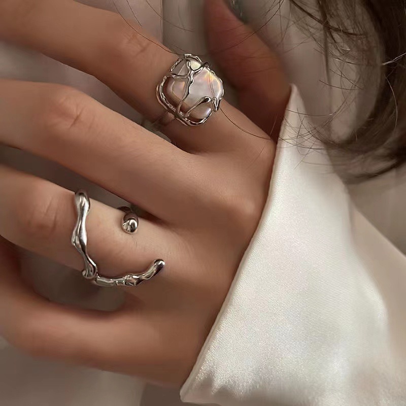 Women'S Gender Plating Design Fashion Geometric Alloy Plating Artificial Pearls Rings