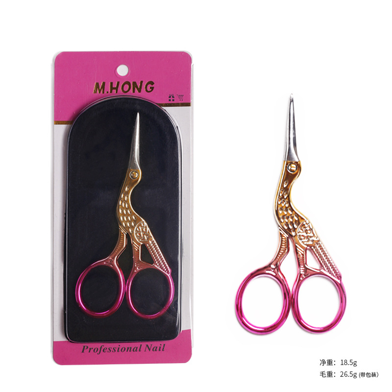 Nuevas tijeras transfronterizas de cejas en forma de grúa tijeras pequeñas Retro Para rizador de cabello salón de uñas tijeras pequeñas especiales para Injerto de pestañas