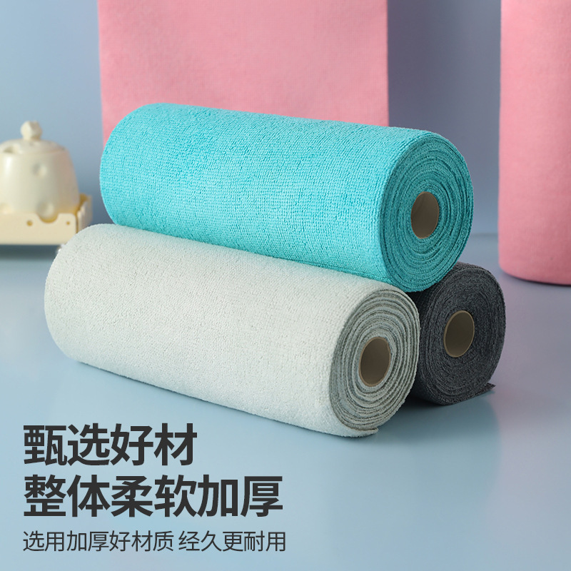 Cocina desechable perezosa espesa tela de lavado de platos de agua seca y húmeda doble uso enrollamiento de artículos de cocina puros fuertes absorción de agua