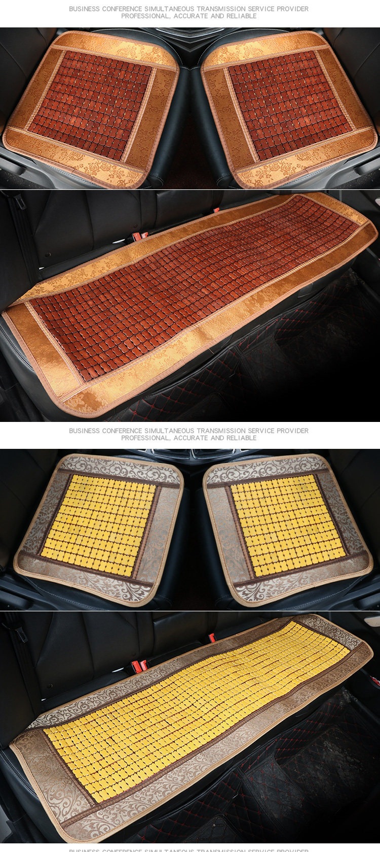 Car Seat Cushion Summer Cooling Mat Bamboo Sheet Single Mat Bamboo Block Mat Cooling Seat Cushion Breathable Mahjong Bamboo Sheet Three-Piece Set