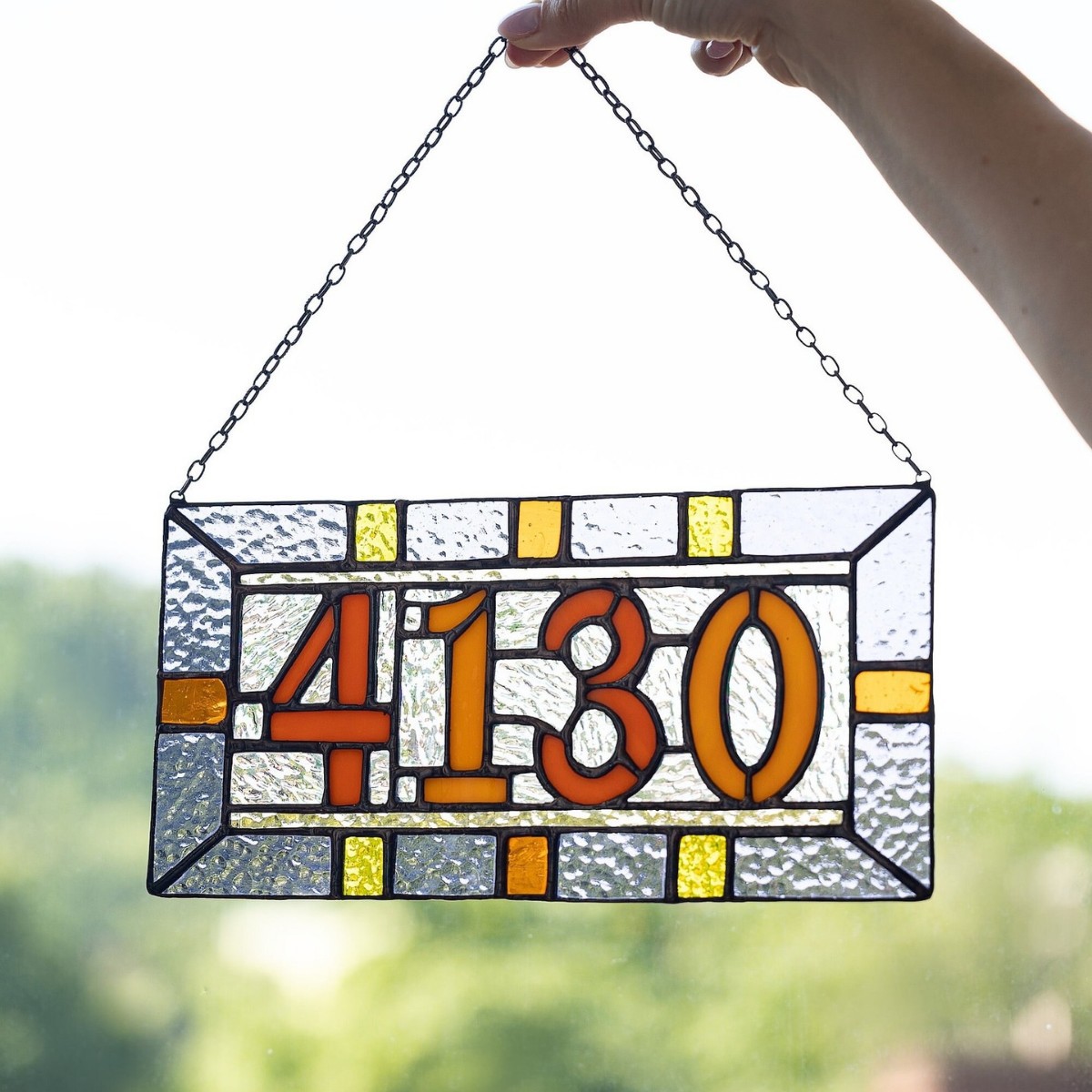 跨境Custom stained glass numbers, 亚克力窗悬挂式壁挂装饰客厅