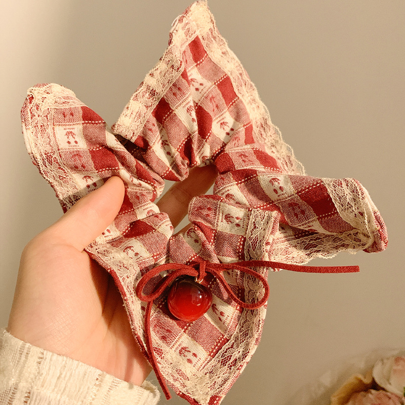 Encaje retro francés, diadema de intestino grueso, mujer 2025, nuevo estilo, cuerda para el cabello, banda de goma, lazo, dulce cuerda para el cabello, accesorios para el cabello