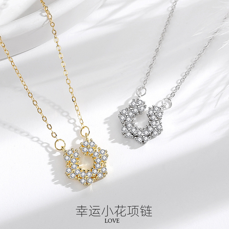 Collar de copo de nieve transfronterizo europeo y americano de moda para mujer nueva plata esterlina s925 Diamante incrustado circón Flor de hielo Cadena de clavícula Accesorios