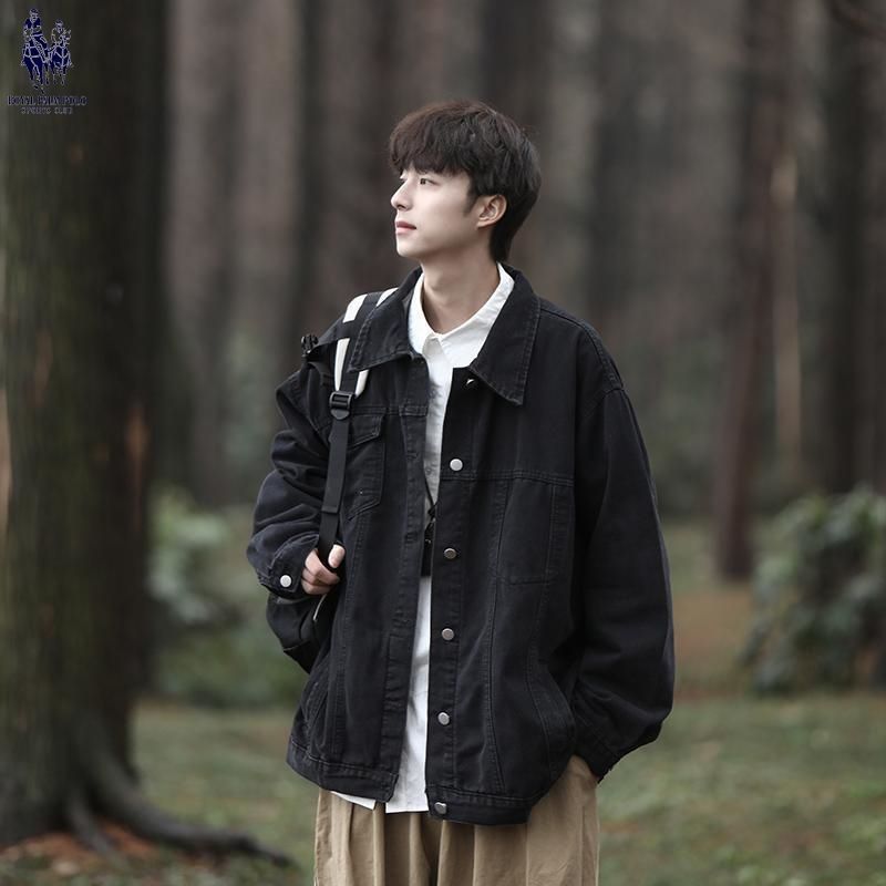 Japanese denim men's trend demi-season jacket for leisure