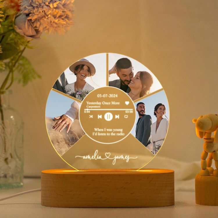 Photo DIY Night Light Oval Base Couple Gift Gift for Girlfriend/Boyfriend Cross-Border Hot Selling Etsy
